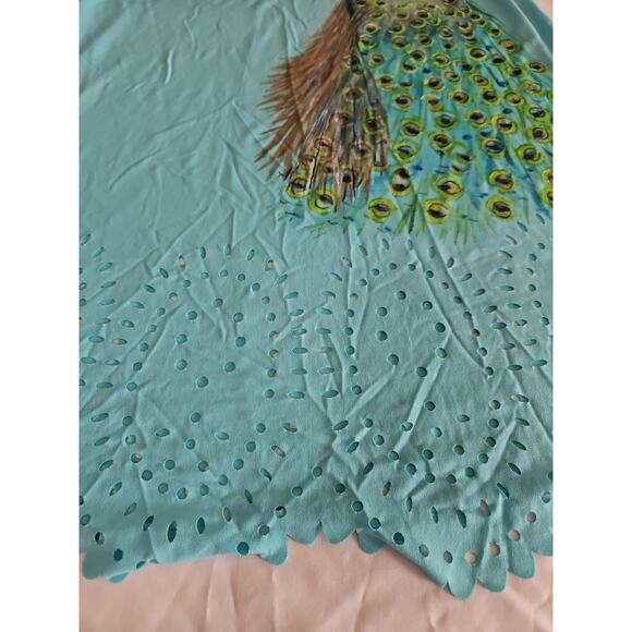 Colletta Womens Blouse Multicolor Size Small Peacock On Front 3/4 Sleeve - Picture 10 of 12